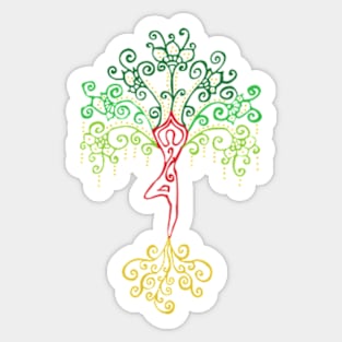 Colorful Tree Pose Drawing Sticker